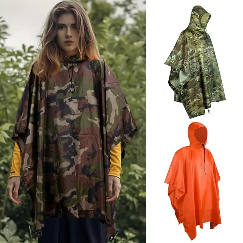 

Camo Rain Poncho Raincoat Camo Jacket Waterproof Camouflage Portable Hooded Raincoats For Outdoor Hunting Tent Shelter Camping