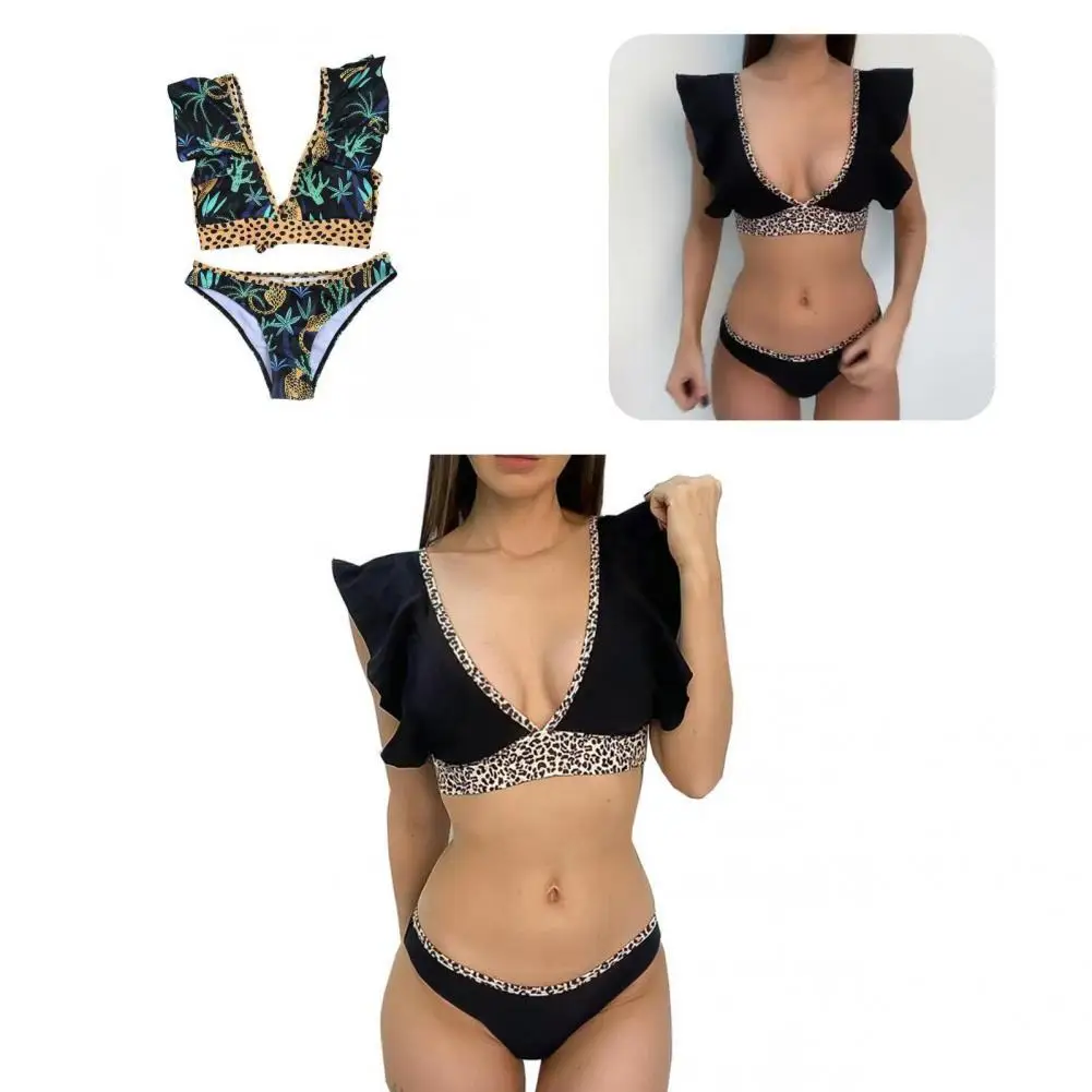 Novelty Bikini Set Ruffles Sleeves Quick Drying Women Swimwear Leopard Flower Stitching Women Bathing Suit
Novelty Bikini Set Ruffles Sleeves Quick Drying Women Swimwear Leopard Flower Stitching Women Bathing Suit
