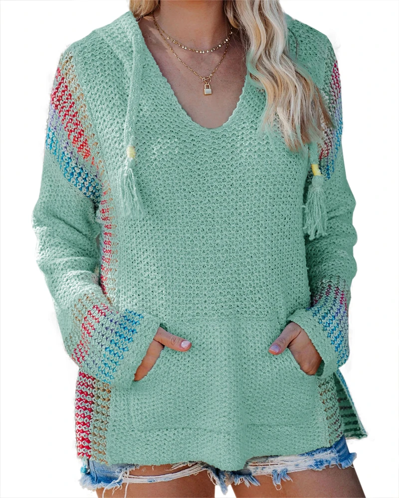HOT Women Boho Sweater Hooded Hoodie Baja Colorblock Pullover Striped V Neck Mexican Knit Christmas Sweatshirt
HOT Women Boho Sweater Hooded Hoodie Baja Colorblock Pullover Striped V Neck Mexican Knit Christmas Sweatshirt