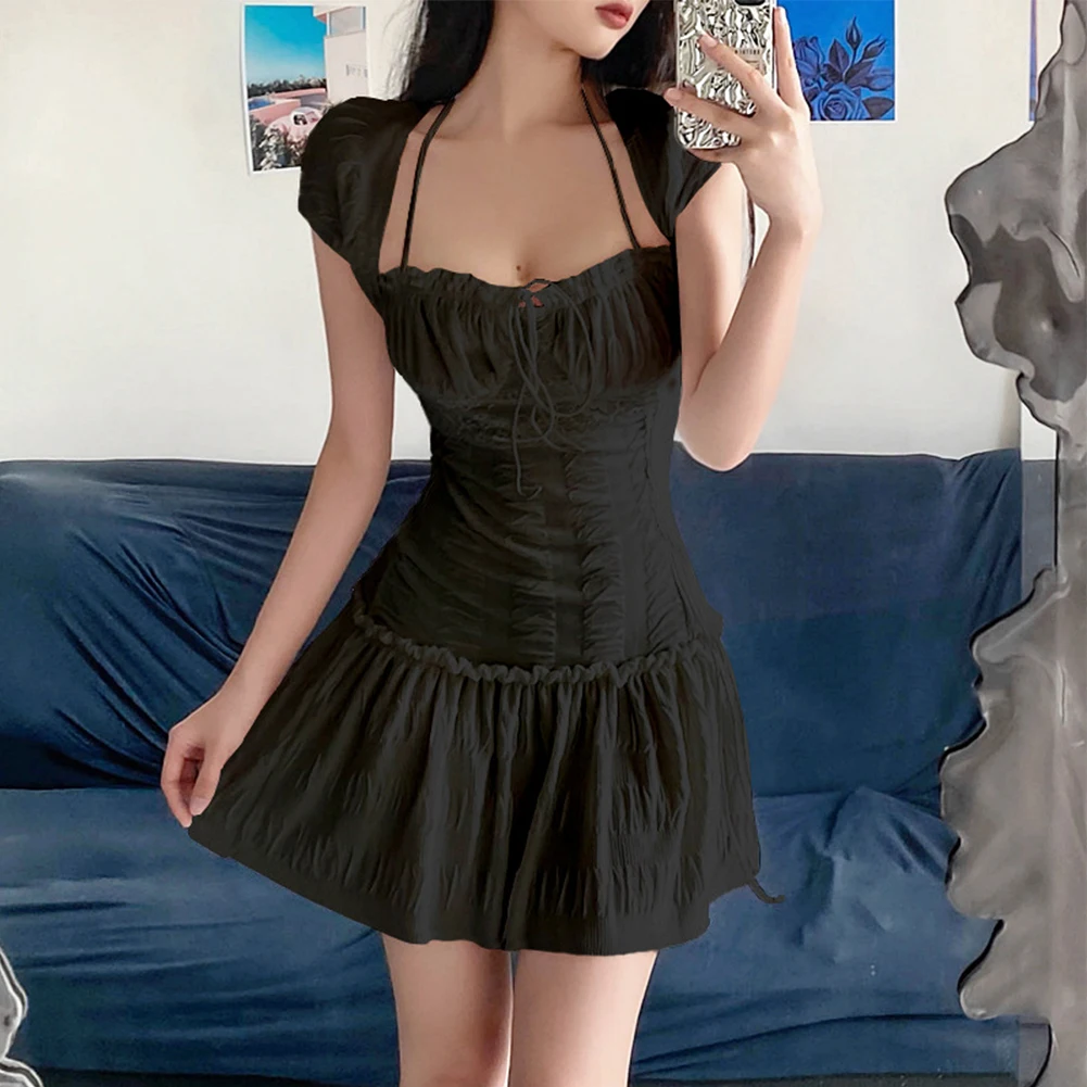 Fashion Square Collar Elegant Pleated Dress Outfits For Women Club Party Lace Up Dress Sexy French Low Cut Clothing For Women
Fashion Square Collar Elegant Pleated Dress Outfits For Women Club Party Lace Up Dress Sexy French Low Cut Clothing For Women