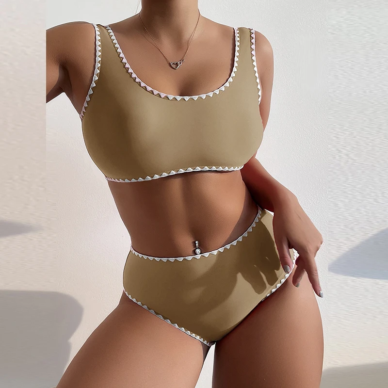 Two Piece High Waist Solid Color Simple Beachwear Sets Fashion Lace Patchwork Swimwear Suit Women U Neck Push Up Backless Bikini
Two Piece High Waist Solid Color Simple Beachwear Sets Fashion Lace Patchwork Swimwear Suit Women U Neck Push Up Backless Bikini