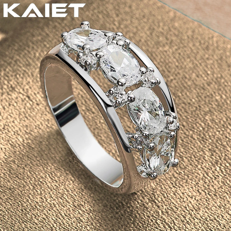 KAIET 925 Silver Color Four Round Crystals 7-10# Ring For Women Fashion Accessories Jewelry Gifts
KAIET 925 Silver Color Four Round Crystals 7-10# Ring For Women Fashion Accessories Jewelry Gifts