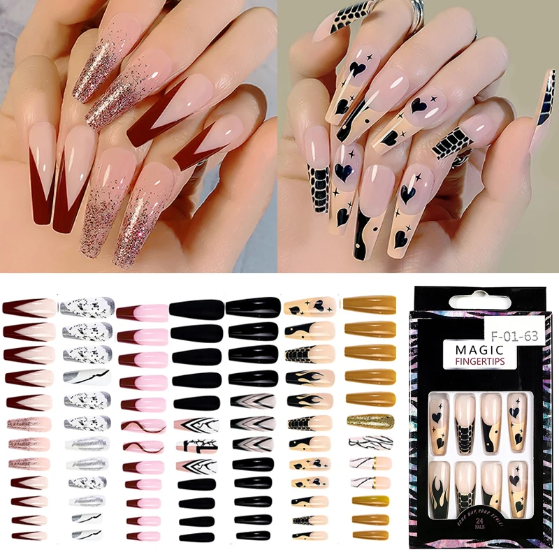 24Pcs Wearing False Nail Tips Press On Fake Nails Full Cover Ballet Nail Decor Tips Extension Removable Reusable Nail Tools YZL1
24Pcs Wearing False Nail Tips Press On Fake Nails Full Cover Ballet Nail Decor Tips Extension Removable Reusable Nail Tools YZL1