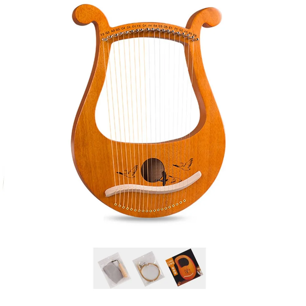 High Quality 19 String Lyre Harp Mahogany Music Instrument With Spare Strings Tuning Wrench Greek Classical Musical Instrument
High Quality 19 String Lyre Harp Mahogany Music Instrument With Spare Strings Tuning Wrench Greek Classical Musical Instrument