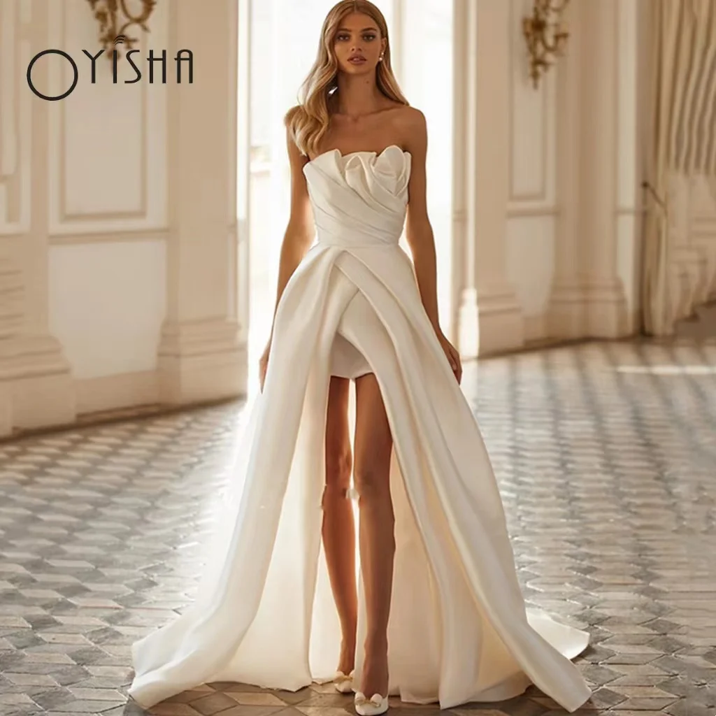 OYISHA Simple Strapless Wedding Dress 2023 A-Line Sleeveless Sexy Backless Bridal Gown Split Sweep Train Pleat Satin Vestido De
OYISHA Simple Strapless Wedding Dress 2023 A-Line Sleeveless Sexy Backless Bridal Gown Split Sweep Train Pleat Satin Vestido De