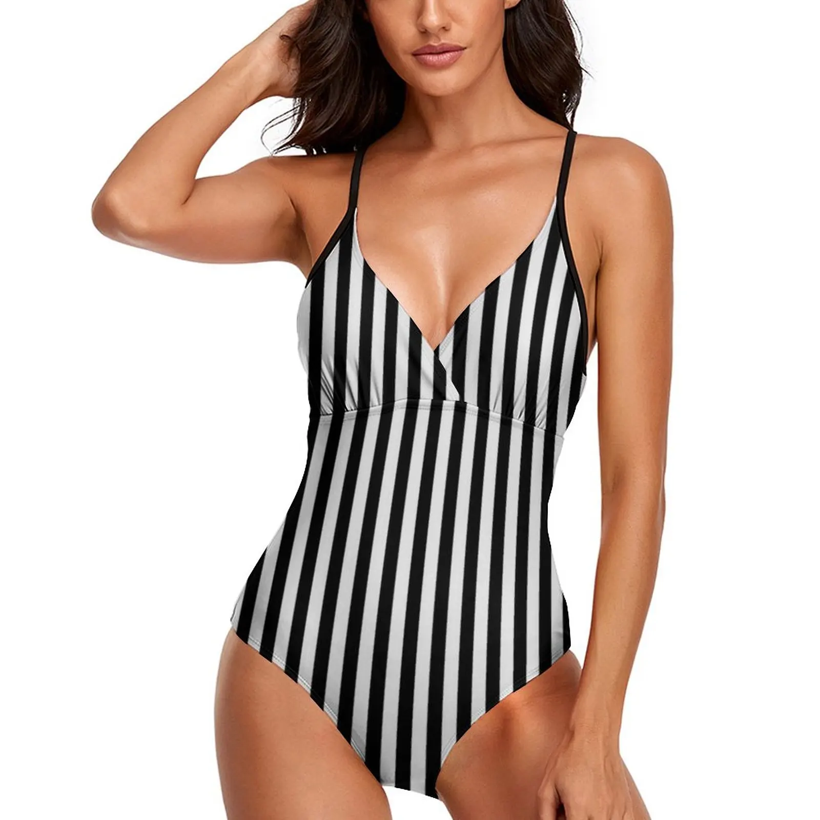Black White Striped Swimsuit Vertical Stripes Push Up Swimwear One-Piece Lace Up Bathing Suits Sexy Colorful Bodysuit Beach Wear
Black White Striped Swimsuit Vertical Stripes Push Up Swimwear One-Piece Lace Up Bathing Suits Sexy Colorful Bodysuit Beach Wear