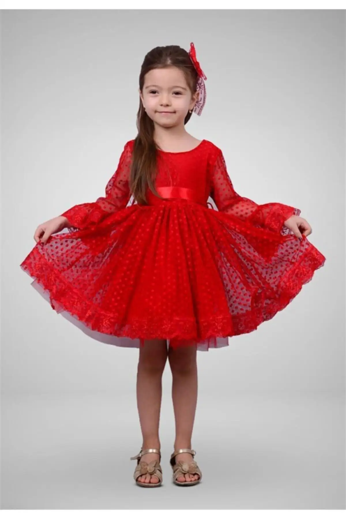 2-9 Age Lacy Detailed Buckle Red Girl's Dress With Truvakar Sleeve Zipper Night Flat Color Waist Sitting
2-9 Age Lacy Detailed Buckle Red Girl's Dress With Truvakar Sleeve Zipper Night Flat Color Waist Sitting