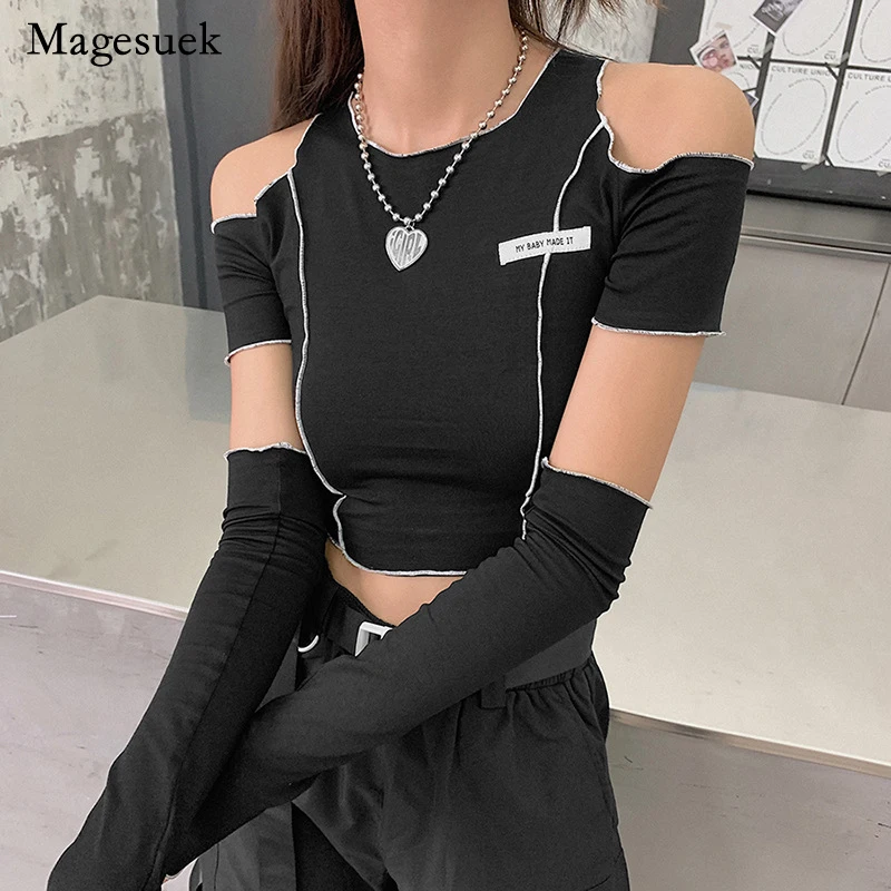 Fashion Slim Black Tee Tops Women 2022 Gothic Open Shoulder Sleeve Y2k Crop Tops Hot Girls Style Patchwork Woman T-shirts 21806
Fashion Slim Black Tee Tops Women 2022 Gothic Open Shoulder Sleeve Y2k Crop Tops Hot Girls Style Patchwork Woman T-shirts 21806