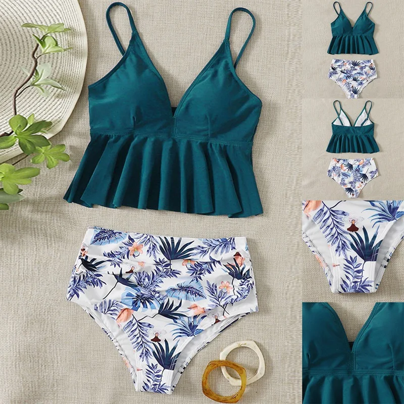 Quality Women's Leaf Print Bikini 2-Piece Sexy High Waist Split Swimsuit Dark Green
Quality Women's Leaf Print Bikini 2-Piece Sexy High Waist Split Swimsuit Dark Green
