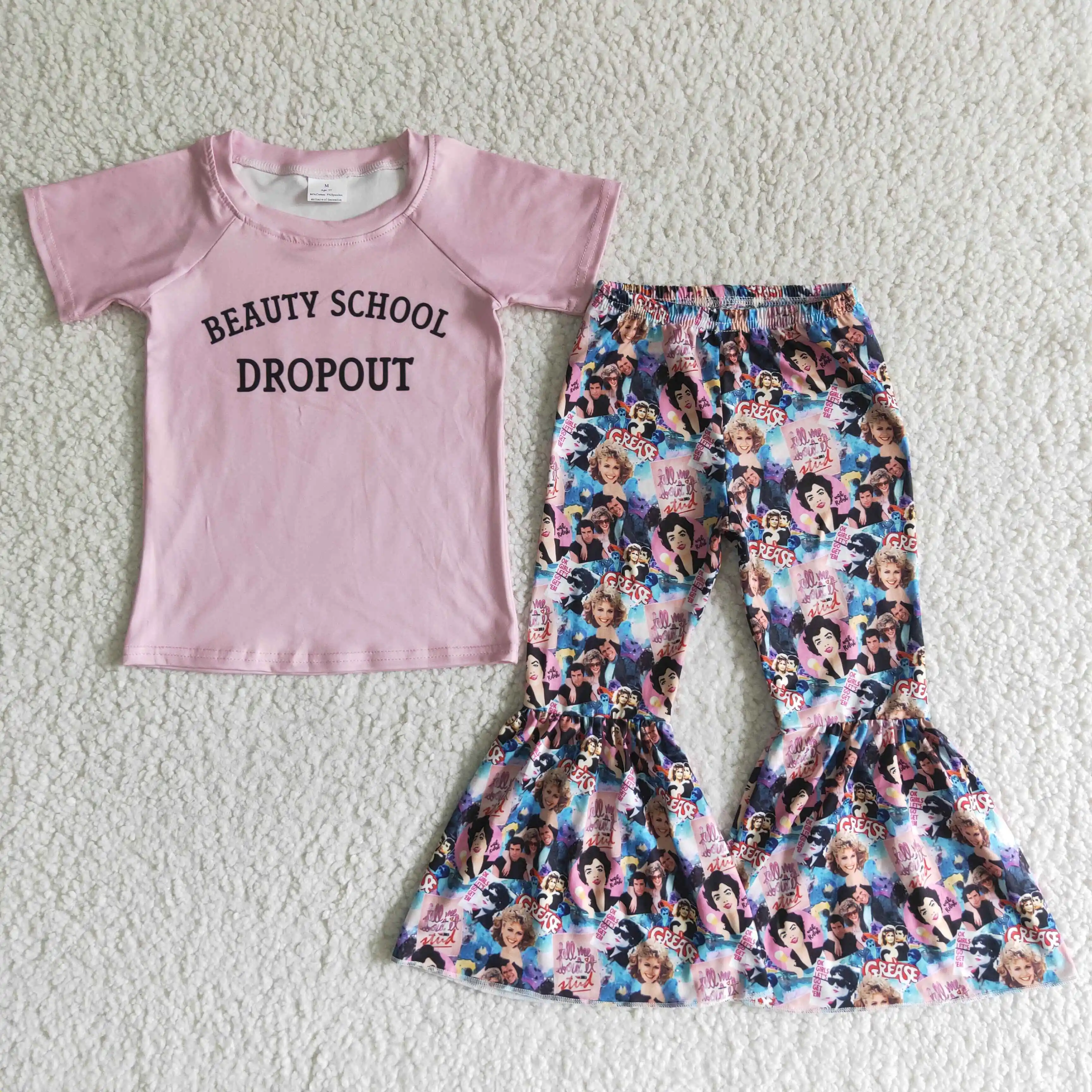 spring fashion kids clothing children outfit baby girl 2 piece set pink short sleeve print top and cartoon bell bottom pant
spring fashion kids clothing children outfit baby girl 2 piece set pink short sleeve print top and cartoon bell bottom pant