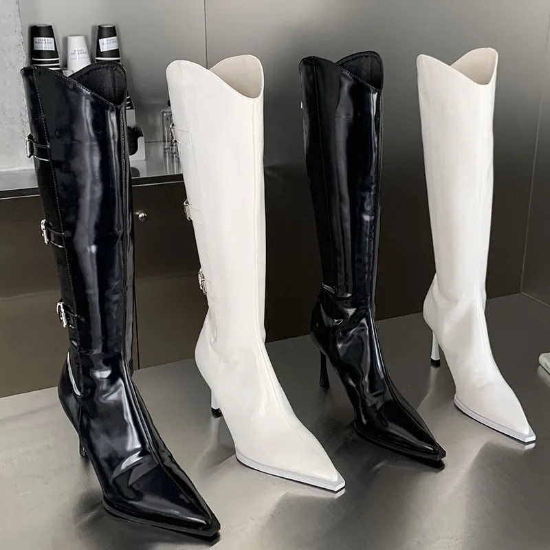 2022 New Autumn Winter Fashion Women Knee High Boots Buckle Pointed Toe Female Pumps Shoes Zippers Heels Ladies Chelsea Boots 
2022 New Autumn Winter Fashion Women Knee High Boots Buckle Pointed Toe Female Pumps Shoes Zippers Heels Ladies Chelsea Boots
