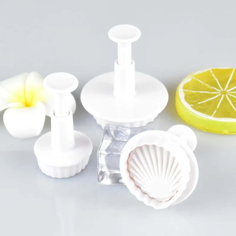 3Pcs Food-Grade Plastic Shell Shape Fondant Cake Molds Plunger Cookie Cutter Biscuit Chocolates Stamps Baking Decorating Tools
3Pcs Food-Grade Plastic Shell Shape Fondant Cake Molds Plunger Cookie Cutter Biscuit Chocolates Stamps Baking Decorating Tools