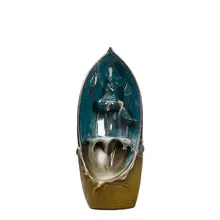 Water Lily Ornaments Waterfalls Flow Backwards Incense Burner Home Decorating Cone Incense Smoke Reflux Censer Office Home Gifts