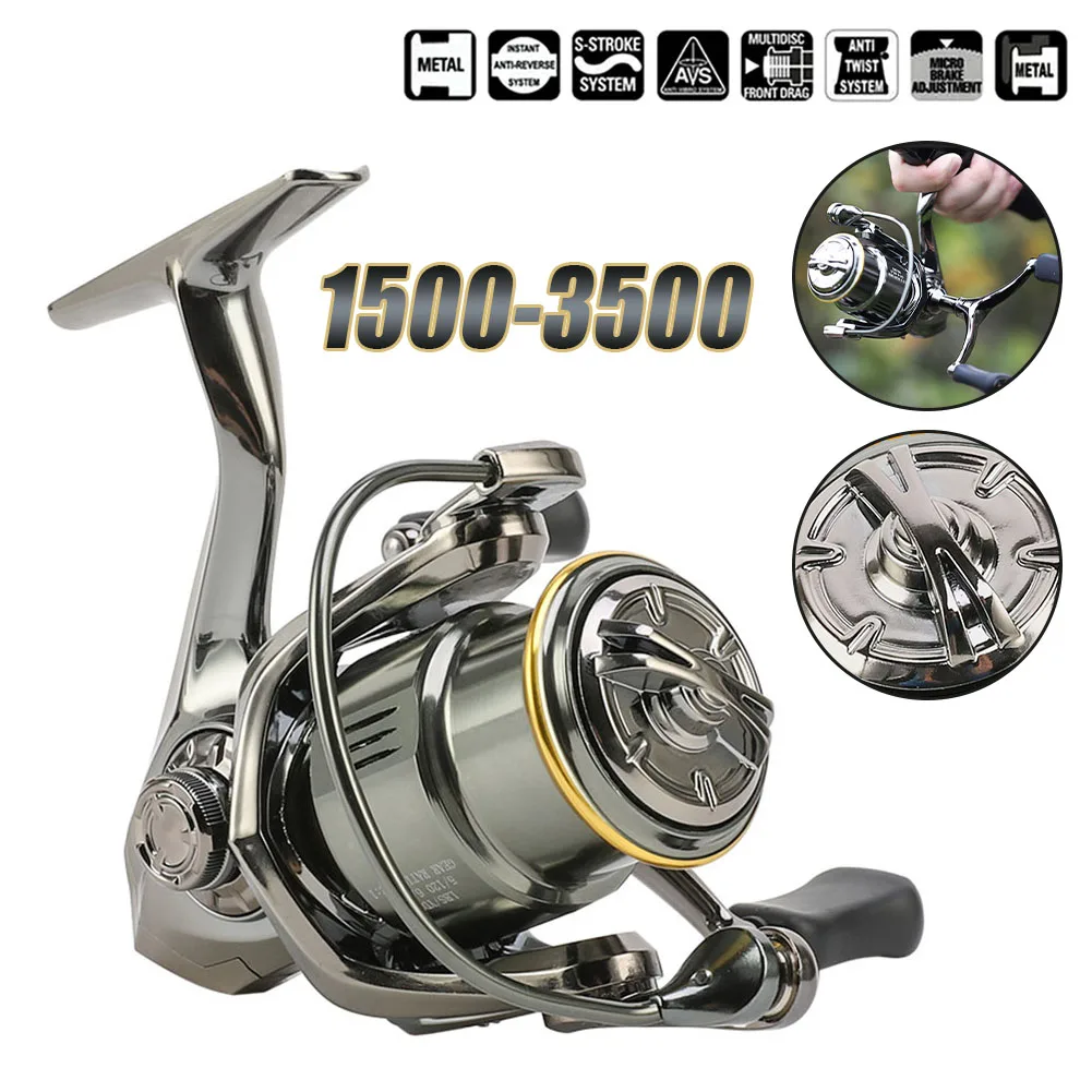 Lightweight Spinning Reel HES1500-3000 Series Fishing Reel 6KG Max Drag 5.2:1 Ratio Shallow Spool for Carp Freshwater Saltwater
Lightweight Spinning Reel HES1500-3000 Series Fishing Reel 6KG Max Drag 5.2:1 Ratio Shallow Spool for Carp Freshwater Saltwater