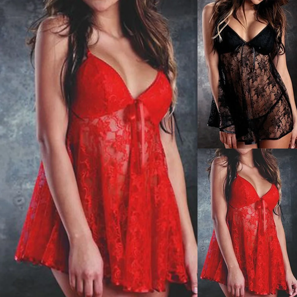 Sexy Lingerie Nightgown Underwear Ladies Deep V Neck Lace Pajamas Transparent Temptation Nightwear Sling Back Cross Night Dress
Sexy Lingerie Nightgown Underwear Ladies Deep V Neck Lace Pajamas Transparent Temptation Nightwear Sling Back Cross Night Dress