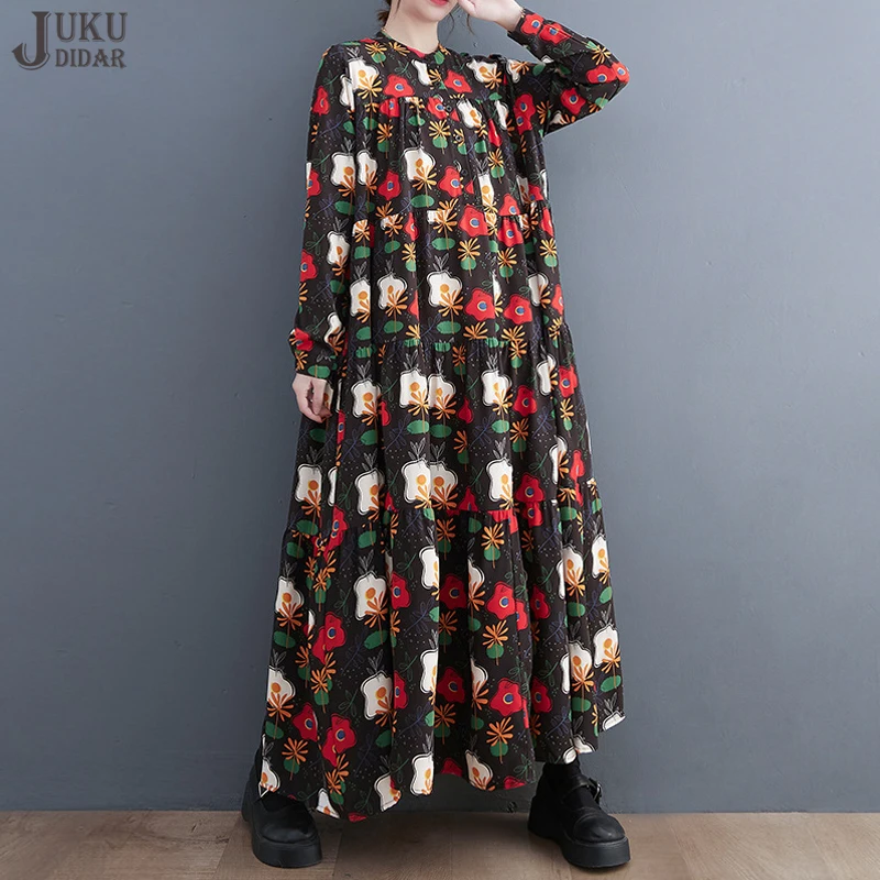 Full Sleeve O Neck New Woman Casual Wear Red Floral Dress Loose Fit Big Size Flowers Printed Large Boho Dress Robe Femme JJXD297
Full Sleeve O Neck New Woman Casual Wear Red Floral Dress Loose Fit Big Size Flowers Printed Large Boho Dress Robe Femme JJXD297