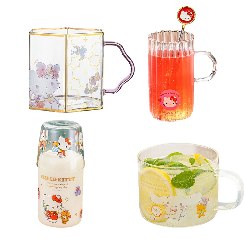 Ins Kawaii Sanrios серия Шестигранная прозрачная стеклянная чашка Hellokittyed Kuromi My Melody Милая мультяшная девушка цвет кофе 
Ins Kawaii Sanrios серия Шестигранная прозрачная стеклянная чашка Hellokittyed Kuromi My Melody Милая мультяшная девушка цвет кофе