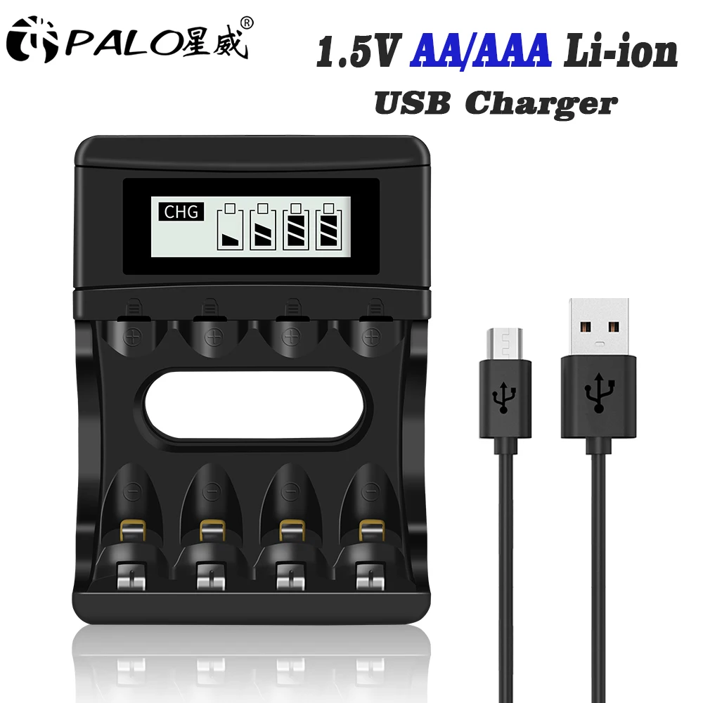 PALO 4 Slots Battery Charger for 1.5V AA AAA Lithium Li-ion Rechargeable Battery with LCD Display Smart Quick Battery Charger
PALO 4 Slots Battery Charger for 1.5V AA AAA Lithium Li-ion Rechargeable Battery with LCD Display Smart Quick Battery Charger