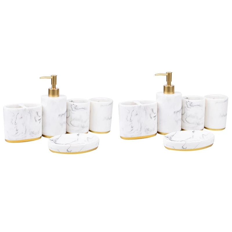 10Pieces Bath Ensemble, Bath Set Collection Marble Pattern Soap Dispenser Pump, Toothbrush Holder, Soap Dish
10Pieces Bath Ensemble, Bath Set Collection Marble Pattern Soap Dispenser Pump, Toothbrush Holder, Soap Dish