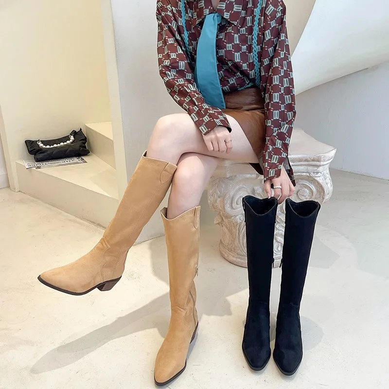 Women's boots Brown Over The Knee Boots Long High Boots Thick Heel Pointed Retro Boots Knight Botas Cowboy Style Shoes
Women's boots Brown Over The Knee Boots Long High Boots Thick Heel Pointed Retro Boots Knight Botas Cowboy Style Shoes