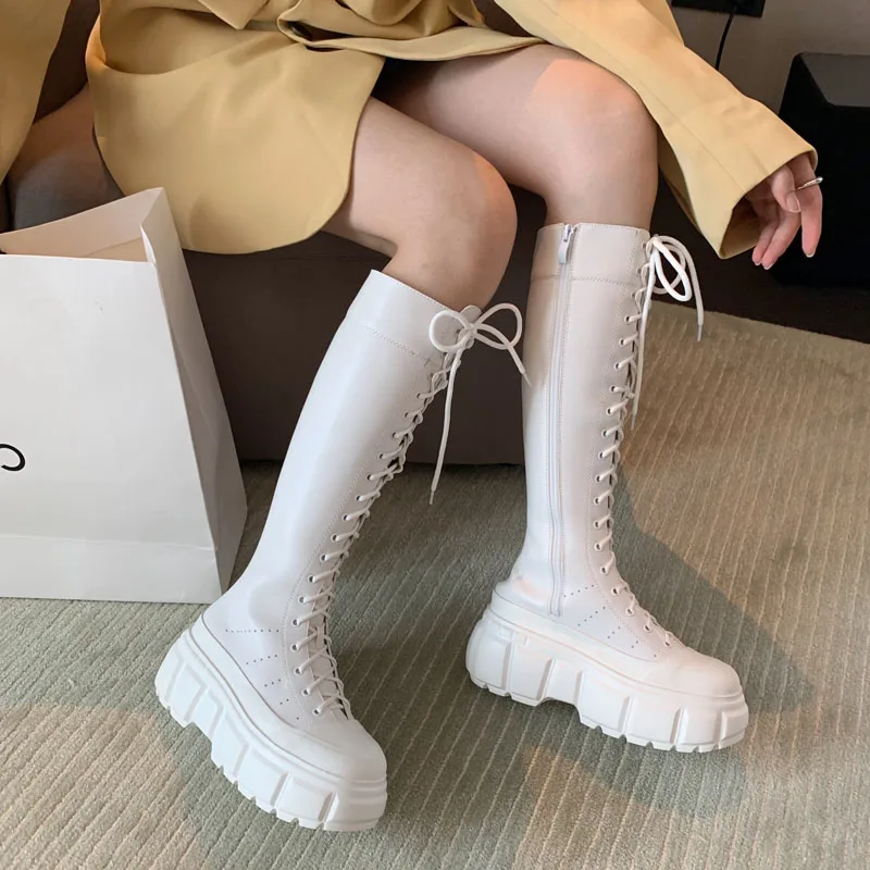 White Knee High Boots Women Punk Gothic Shoes Lace Up Wedges Platform Shoes Autumn Round Toe Long Boots New Rock Shoes
White Knee High Boots Women Punk Gothic Shoes Lace Up Wedges Platform Shoes Autumn Round Toe Long Boots New Rock Shoes