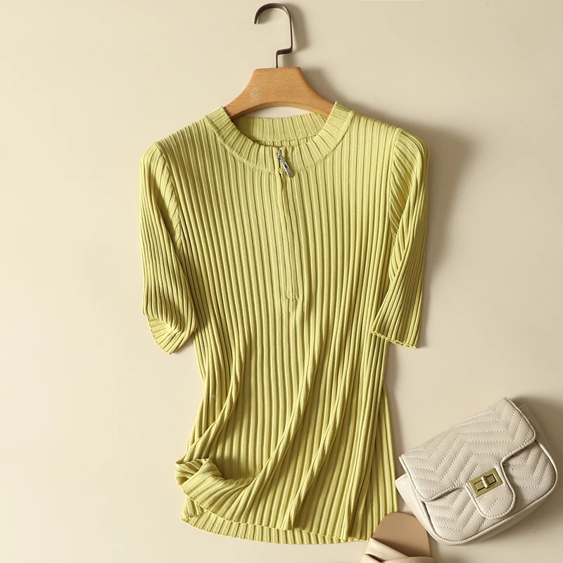Lightweight Yellow Knitted Zipper Women T-Shirts Autumn New Design Slim Elastic Elegant Office Lady Pulls Outwear Tops
Lightweight Yellow Knitted Zipper Women T-Shirts Autumn New Design Slim Elastic Elegant Office Lady Pulls Outwear Tops