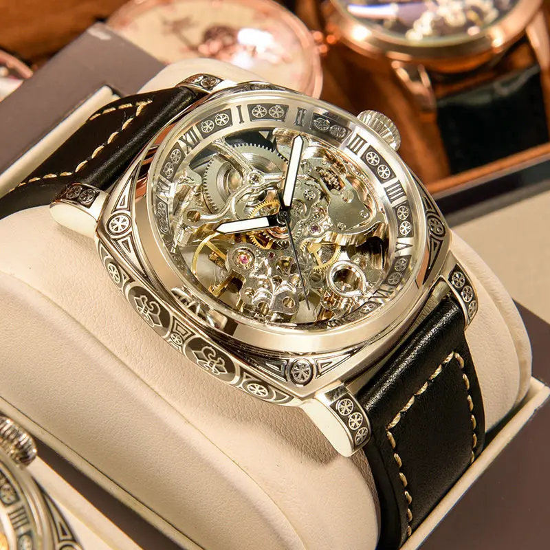 Noble Carved New Hollow Mechanical Watch Men Wrist Watch Engraving Automatic Fashion Clock Waterproof Creative Male Watch Unique
Noble Carved New Hollow Mechanical Watch Men Wrist Watch Engraving Automatic Fashion Clock Waterproof Creative Male Watch Unique