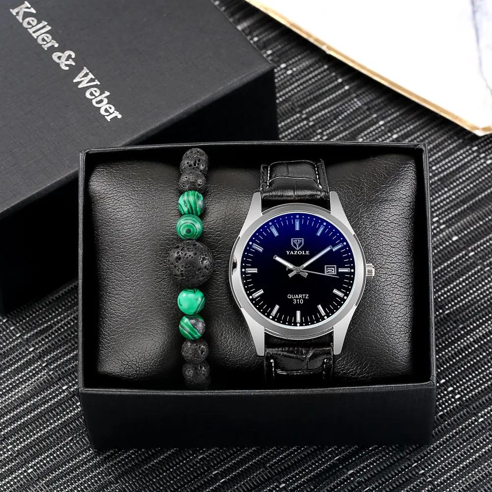 Men's Watch Bracelet Set with Calendar Vintage Bead Chain Leather Strap Fashion Quartz Watches Gift Box Father's Day for Father
Men's Watch Bracelet Set with Calendar Vintage Bead Chain Leather Strap Fashion Quartz Watches Gift Box Father's Day for Father