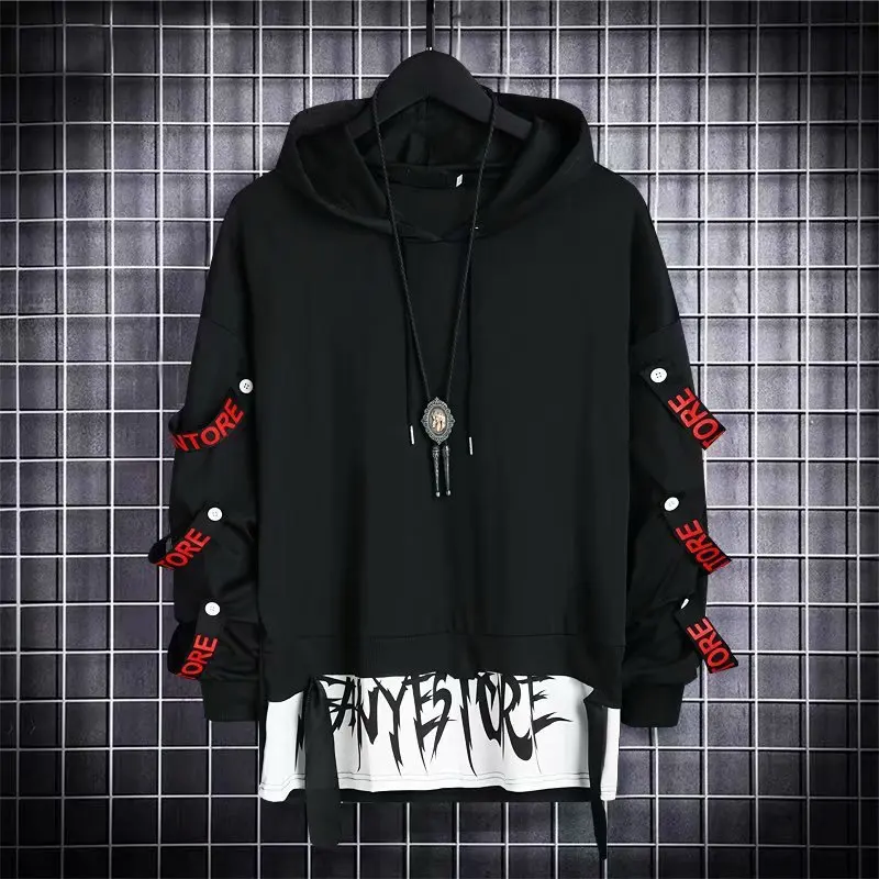 Men's Hoodie Sweatshirt Casual Black Hoodies Tops Techwear Hip Hop Harajuku Patchwork Japanese Streetwear Men With streamers top
Men's Hoodie Sweatshirt Casual Black Hoodies Tops Techwear Hip Hop Harajuku Patchwork Japanese Streetwear Men With streamers top
