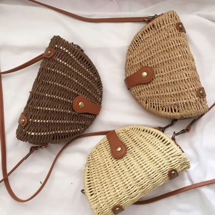 Straw bag weaving new semi-circular straw bag rattan bag Single Shoulder Bag Messenger Bag women's bag
Straw bag weaving new semi-circular straw bag rattan bag Single Shoulder Bag Messenger Bag women's bag