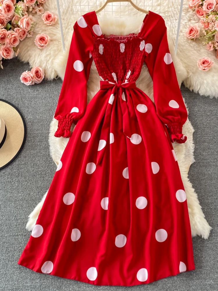 Tulin Fashion Women's Spring Summer Polka Dot A-Line Midi Dress Long Sleeve Elegant Vestidos Female Fashion Vintage Clothes
Tulin Fashion Women's Spring Summer Polka Dot A-Line Midi Dress Long Sleeve Elegant Vestidos Female Fashion Vintage Clothes