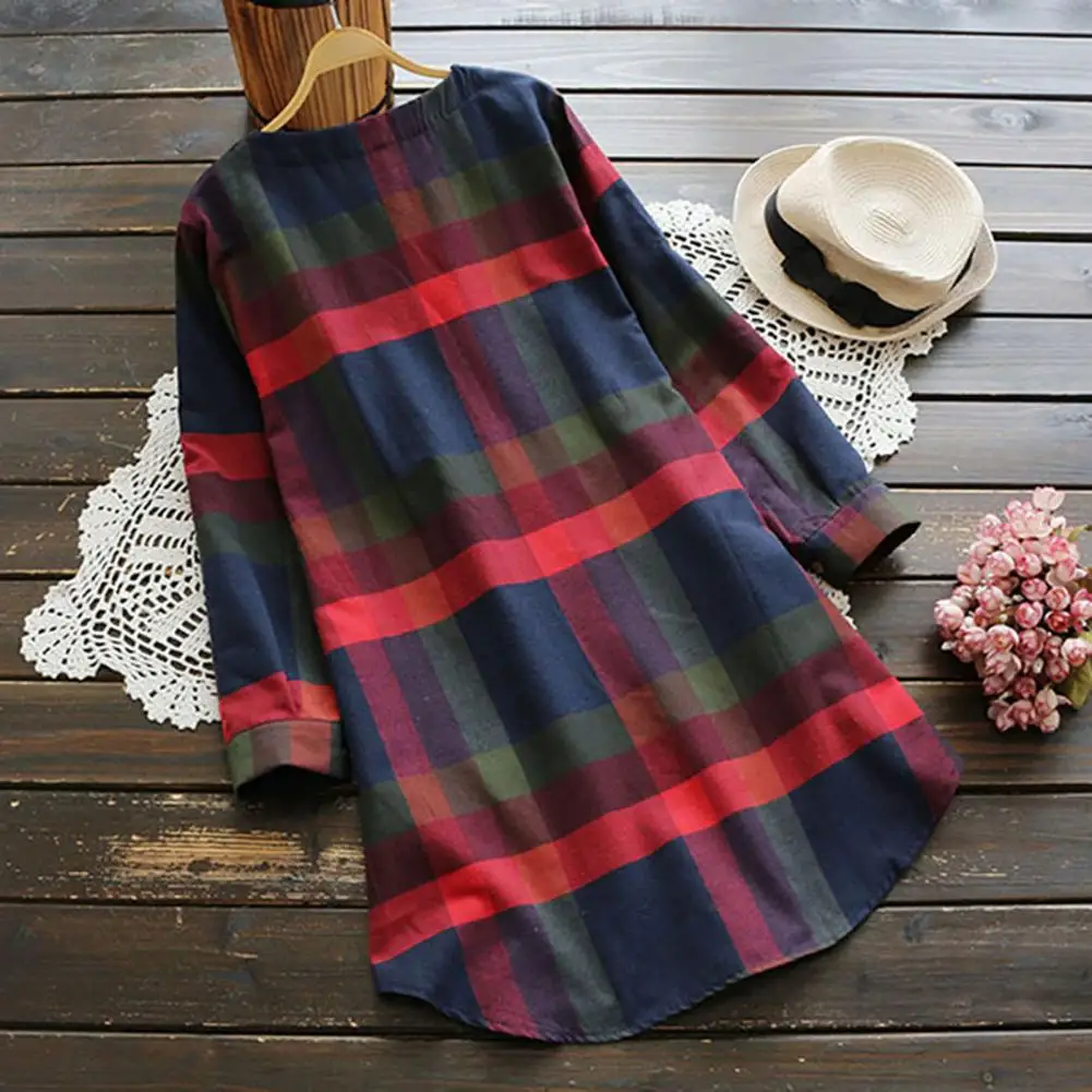 Charming Shirt Blouse Crew Neck Breathable Classic Plaid Print Casual Mid-length Shirt Blouse Casual Shirt Mid-length Shirt
Charming Shirt Blouse Crew Neck Breathable Classic Plaid Print Casual Mid-length Shirt Blouse Casual Shirt Mid-length Shirt