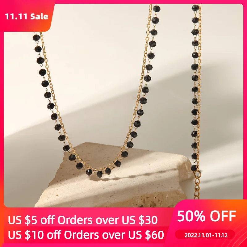 Ailodo Multilayer Stainless Steel Necklace For Women Black Color Crystal Party Wedding Necklace Autumn Winter Fashion Jewelry
Ailodo Multilayer Stainless Steel Necklace For Women Black Color Crystal Party Wedding Necklace Autumn Winter Fashion Jewelry