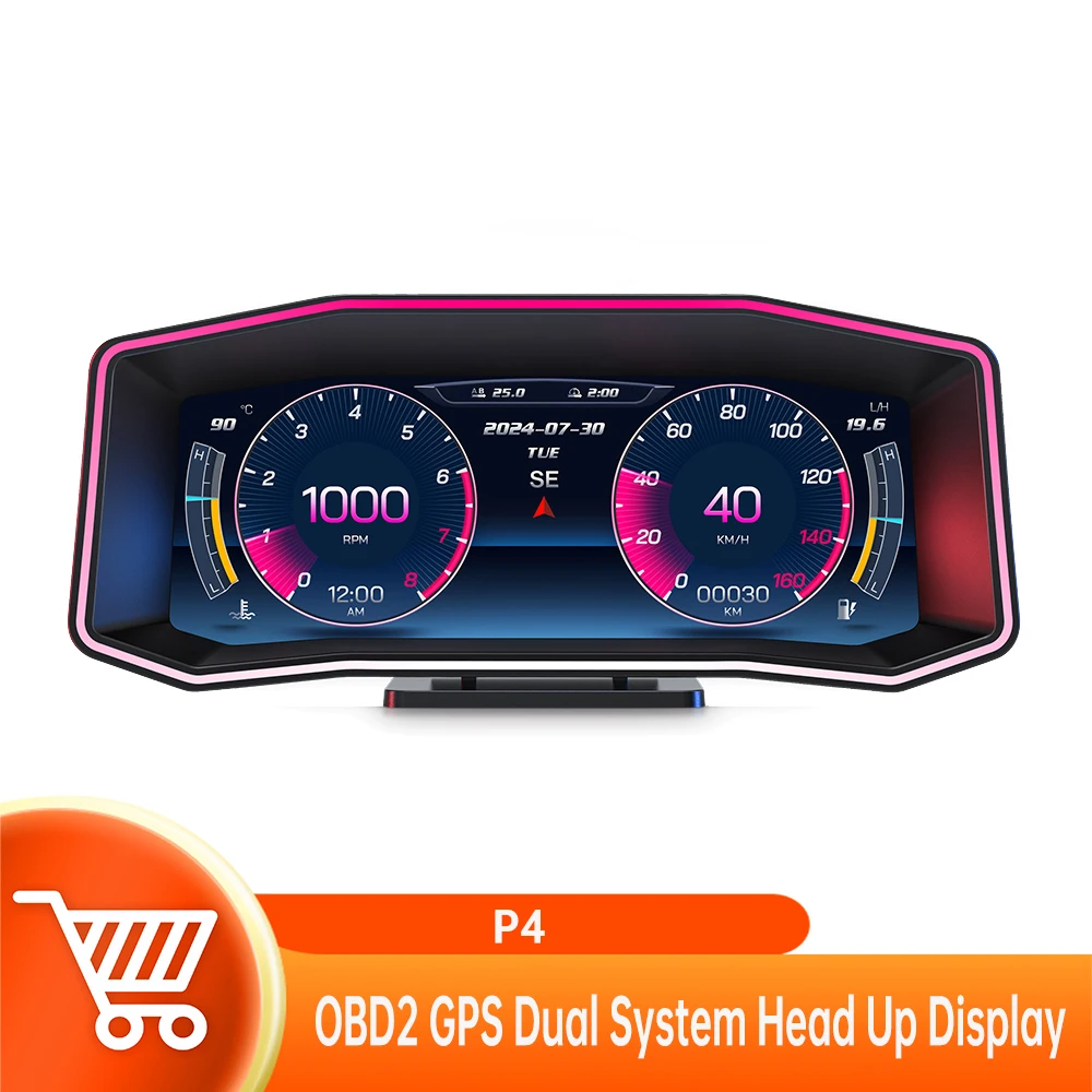 Автомобильный дисплей P4 OBD2 для HUD бортового компьютера, цифровая сигнализация превышения скорости, универсальные автомобильные электронные аксессуары, умные
Автомобильный дисплей P4 OBD2 для HUD бортового компьютера, цифровая сигнализация превышения скорости, универсальные автомобильные электронные аксессуары, умные