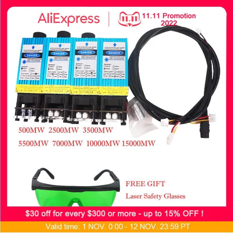 Diode Laser Module Laser Head TTL PMW Mix Control 405NM 450NM with Goggles Wires for Laser Cutting Machine Wood Working Engraver
Diode Laser Module Laser Head TTL PMW Mix Control 405NM 450NM with Goggles Wires for Laser Cutting Machine Wood Working Engraver