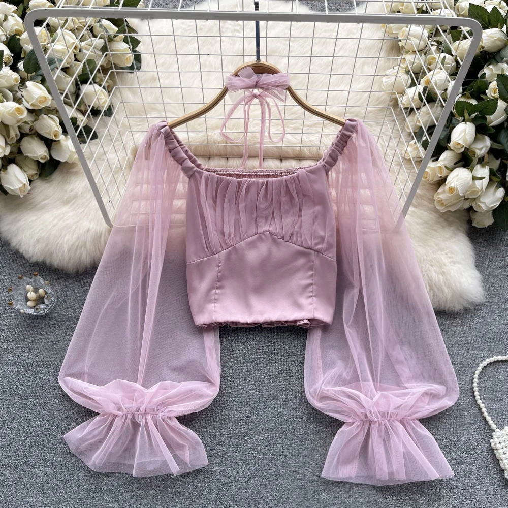 Clothland Women Sweet Mesh Patchwork Off Shoulder Blouse Flare Sleeve Slash Neck Stretchy Crop Top Short Shirt Blusa LA770
Clothland Women Sweet Mesh Patchwork Off Shoulder Blouse Flare Sleeve Slash Neck Stretchy Crop Top Short Shirt Blusa LA770