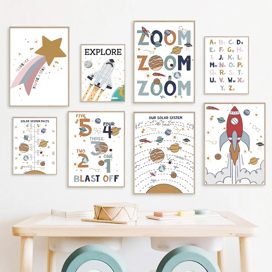 Alphabet Number Space Planet Star Rocket Nursery Wall Art Canvas Painting Nordic Poster And Prints Wall Pictures Kids Room Decor
Alphabet Number Space Planet Star Rocket Nursery Wall Art Canvas Painting Nordic Poster And Prints Wall Pictures Kids Room Decor