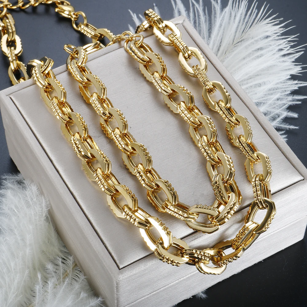 High Quality Double Gear Chains Necklace Bracelet Jewelry Set for Women Men Stainless Steel Waterproof PVD Gold Plated Wholesale
High Quality Double Gear Chains Necklace Bracelet Jewelry Set for Women Men Stainless Steel Waterproof PVD Gold Plated Wholesale