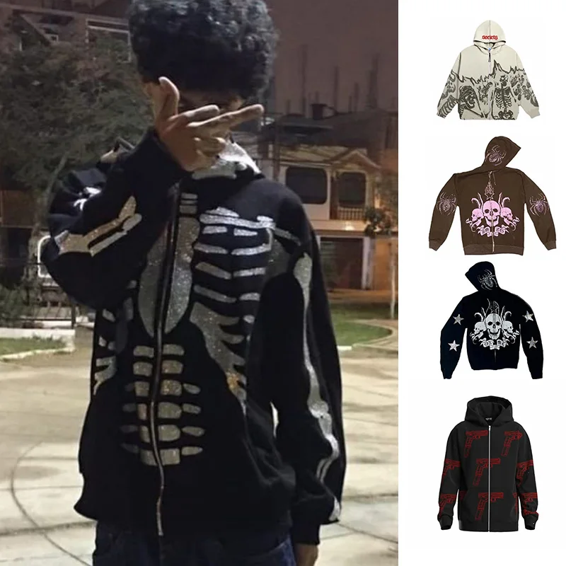Skeleton Oversized Full Zip Up Over Face Y2k Diamond Rhinestone Skull Hoodies Retro Clothes Lady Blink Evil Lady High Street
Skeleton Oversized Full Zip Up Over Face Y2k Diamond Rhinestone Skull Hoodies Retro Clothes Lady Blink Evil Lady High Street