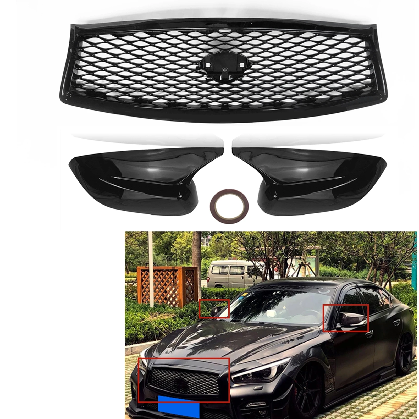 

Передняя решетка радиатора автомобиля, задняя крышка для Infiniti Q50 2014-2017