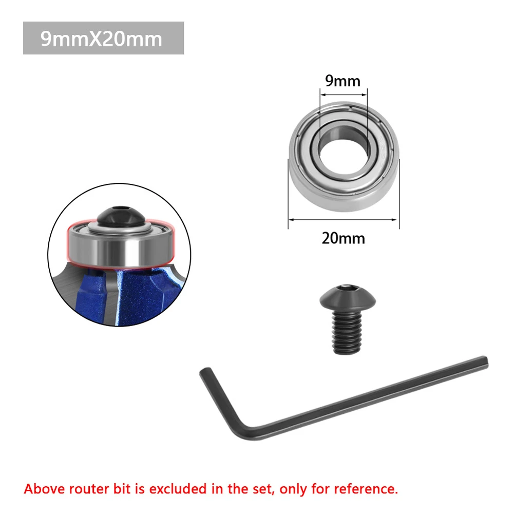 Router Bits Top Mounted Ball Bearings Guide For Router Bit Bearing 9mm 4.76mm Woodworking Milling Cutter Bearing Accessories
Router Bits Top Mounted Ball Bearings Guide For Router Bit Bearing 9mm 4.76mm Woodworking Milling Cutter Bearing Accessories