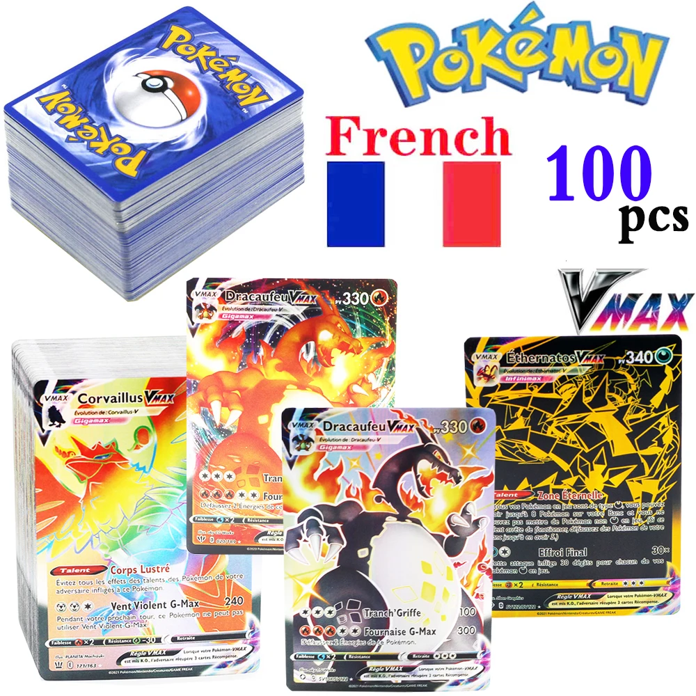 50/100Pcs Vmax Pokemon cards Spanish French anime collection Trading card Pokemon booster shiny cards pokemon toy for kids
50/100Pcs Vmax Pokemon cards Spanish French anime collection Trading card Pokemon booster shiny cards pokemon toy for kids