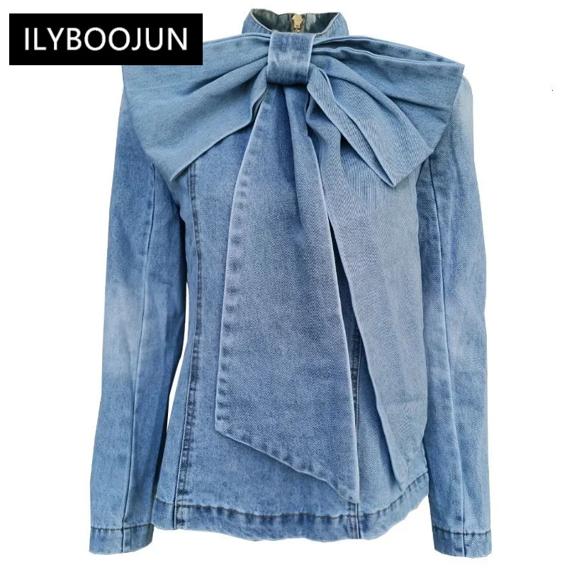 Patchwork Bow Denim Women's Jacket Stand Collar Long Sleeve Vintage Ruched Jackets For Female For Women 2023 Luxury Brand High
Patchwork Bow Denim Women's Jacket Stand Collar Long Sleeve Vintage Ruched Jackets For Female For Women 2023 Luxury Brand High