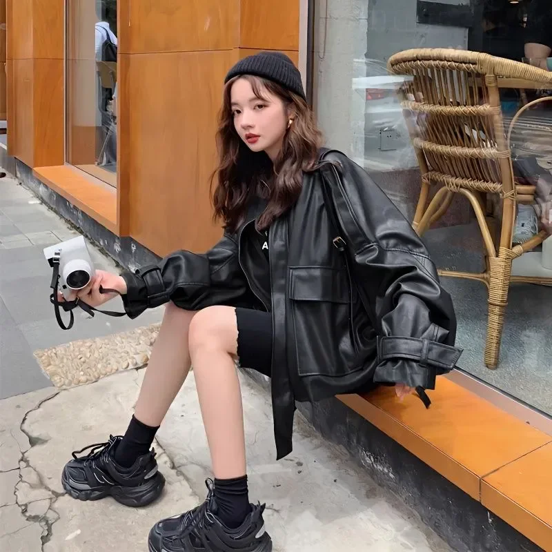 QWEEK Black Leather Jacket Korean Style Oversize Cropped Jackets Streetwear Fall 2023 Fashion Women Vinatge Harajuku Female Coat
QWEEK Black Leather Jacket Korean Style Oversize Cropped Jackets Streetwear Fall 2023 Fashion Women Vinatge Harajuku Female Coat