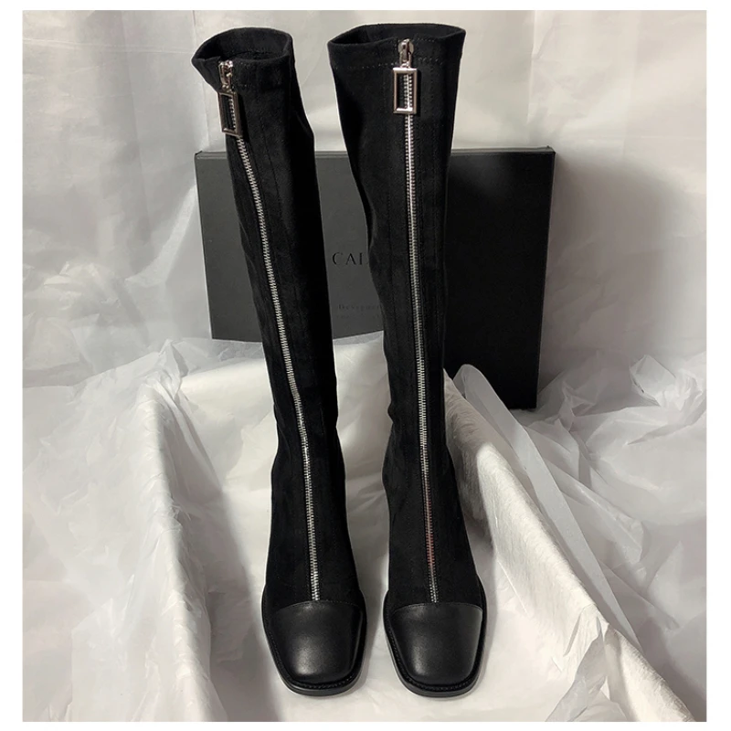Retro But Knee-length Boots Women High-heeled Elastic Thin Skinny Matching Knight High Tube All-match Square Head Women Boots
Retro But Knee-length Boots Women High-heeled Elastic Thin Skinny Matching Knight High Tube All-match Square Head Women Boots