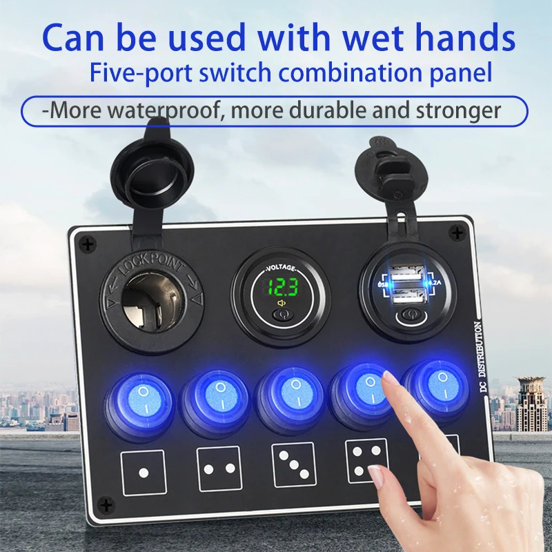 5 Gang Dual USB Car Charger 4.2A Slot Socket Rocker Switch Panel Waterproof Digital Voltage Display Car Charger
5 Gang Dual USB Car Charger 4.2A Slot Socket Rocker Switch Panel Waterproof Digital Voltage Display Car Charger