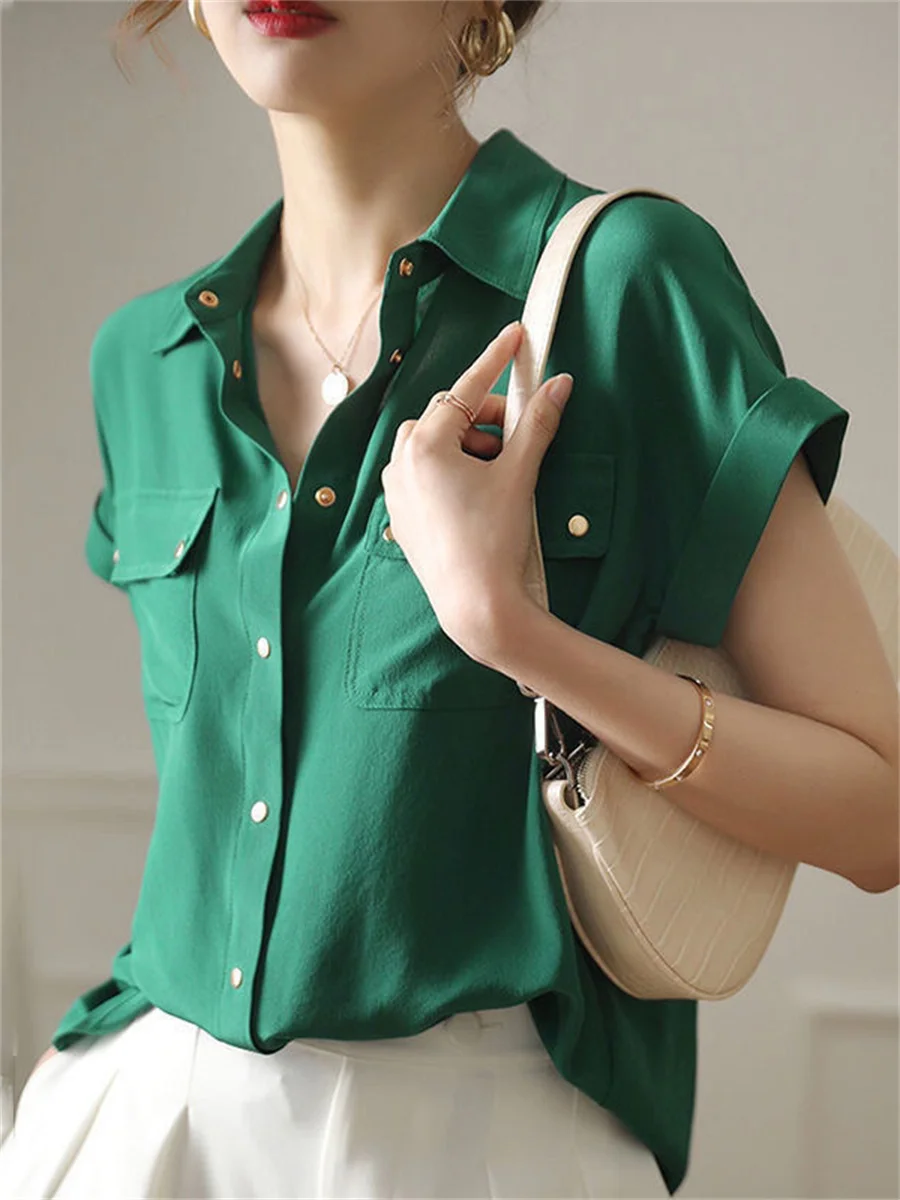 Woman Summer Style Blouses Shirts Lady Casual Short Sleeve Turn-down Collar Blusas Tops DD9277
Woman Summer Style Blouses Shirts Lady Casual Short Sleeve Turn-down Collar Blusas Tops DD9277