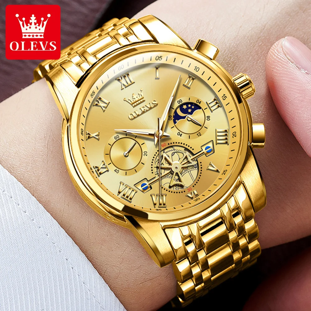 OLEVS 2859 New Fashion Quartz Watch for Men Stainless Steel Bracelet Waterproof Chronograph Moon Phase Luxury Men's Wristwatch
OLEVS 2859 New Fashion Quartz Watch for Men Stainless Steel Bracelet Waterproof Chronograph Moon Phase Luxury Men's Wristwatch