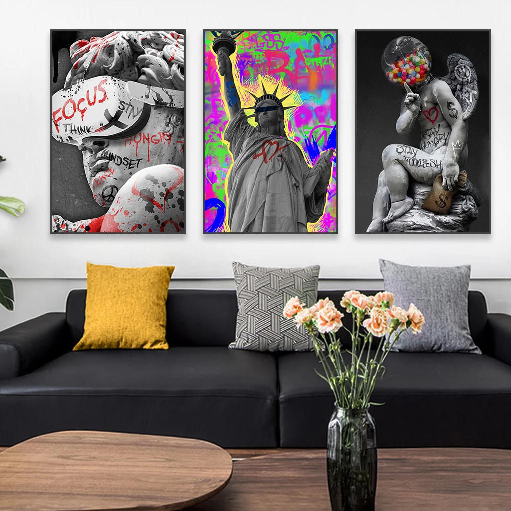 Vintage Classical Graffiti Art Poster Banksy Sculpture Oil Painting Prints Pop Art Statue of Liberty Canvas Painting Home Decor
Vintage Classical Graffiti Art Poster Banksy Sculpture Oil Painting Prints Pop Art Statue of Liberty Canvas Painting Home Decor