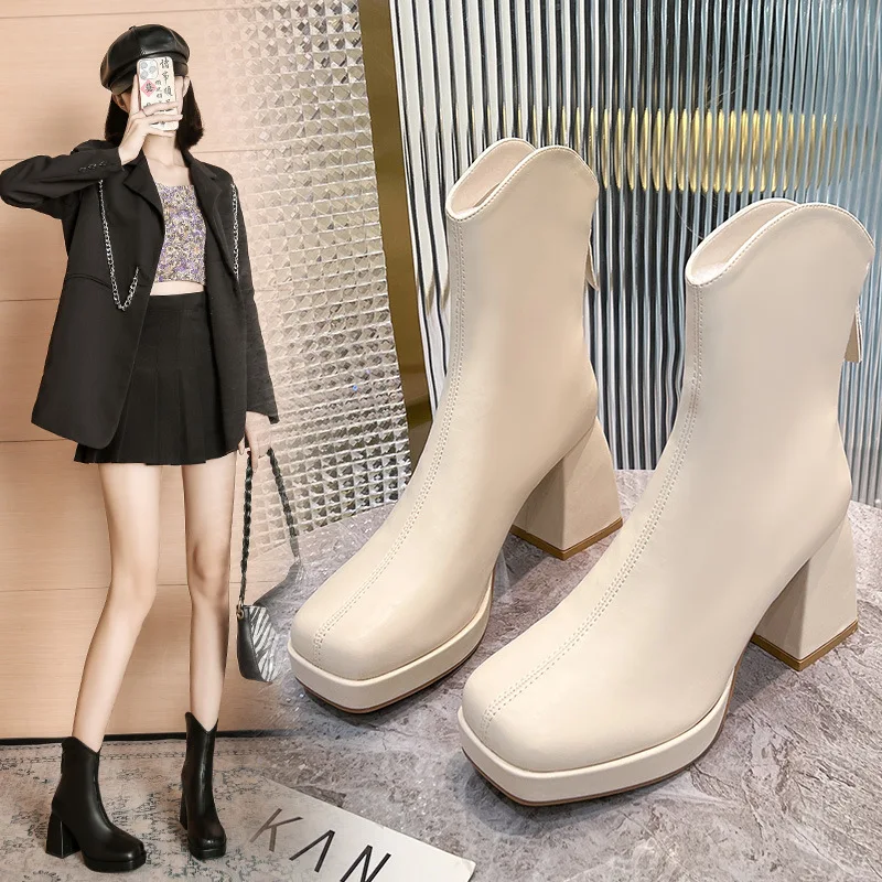 Autumn and Winter New Thick-soled Square-toe Knight Boots Fashion Ladies High-heeled Back Zipper Leather Boots Women's Shoes
Autumn and Winter New Thick-soled Square-toe Knight Boots Fashion Ladies High-heeled Back Zipper Leather Boots Women's Shoes